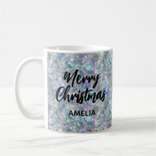 Holographic Opal Stone Background Frohe Weihnachte Kaffeetasse