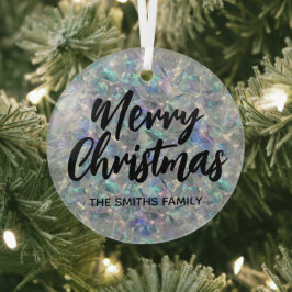 Holographic Opal Stone Background Frohe Weihnachte Ornament Aus Glas