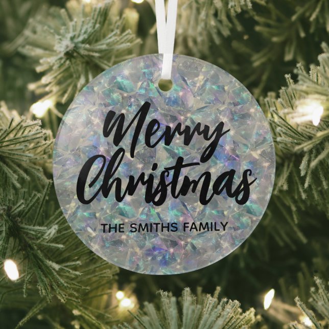 Holographic Opal Stone Background Frohe Weihnachte Ornament Aus Glas (InSitu)