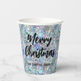 Holographic Opal Stone Background Frohe Weihnachte Pappbecher