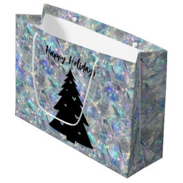 Holographic Opal Stone Background Happy Holidays Große Geschenktüte