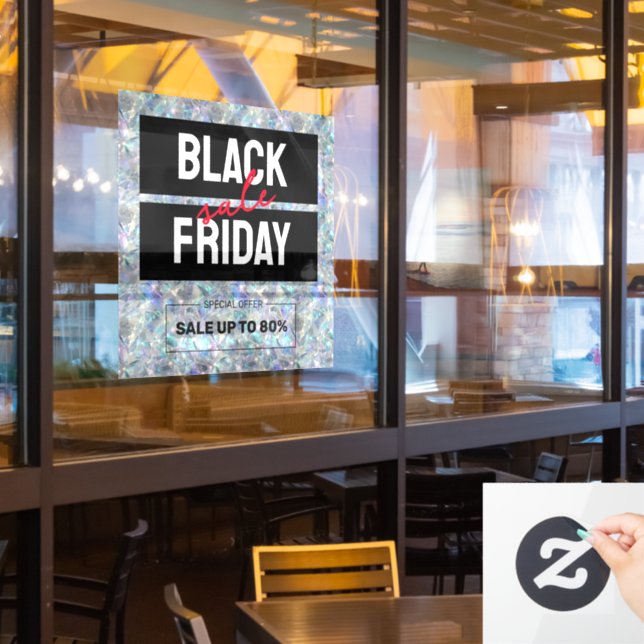 Holographic Opal Stone Background Sale Fensteraufkleber (Restaurantfenster)