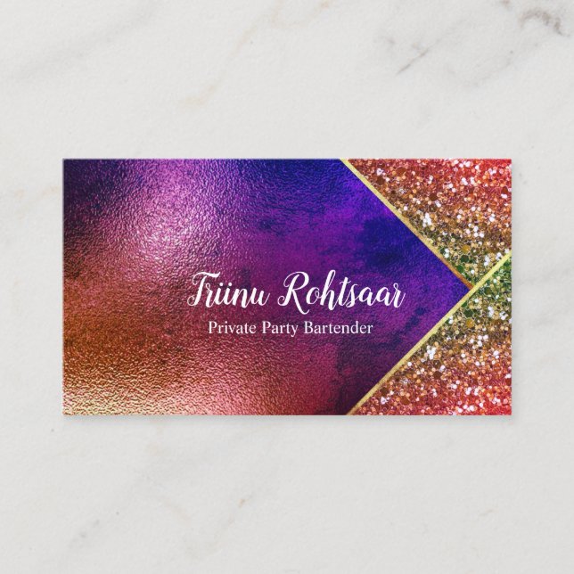 Holographic Opal Stone Glitzer Business Card Visitenkarte (Vorderseite)