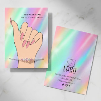 Holographic Pastel Bracelet Display Card | Jewelry Visitenkarte