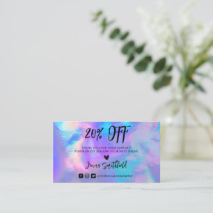 Holographic Pastel Trendy Danke Business Card Visitenkarte