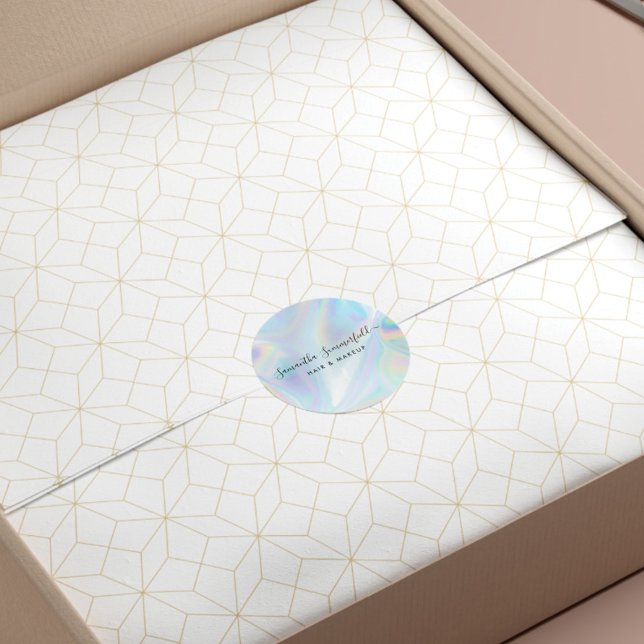 Holographic QR Code Beautician Salon Handmade Runder Aufkleber (Holographic Business Owner Sticker)