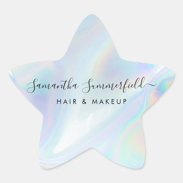 Holographic QR Code Beautician Salon Handmade Stern-Aufkleber (Vorderseite)