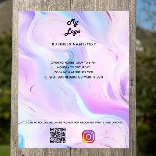 Holographic qr code instagramm text business logo