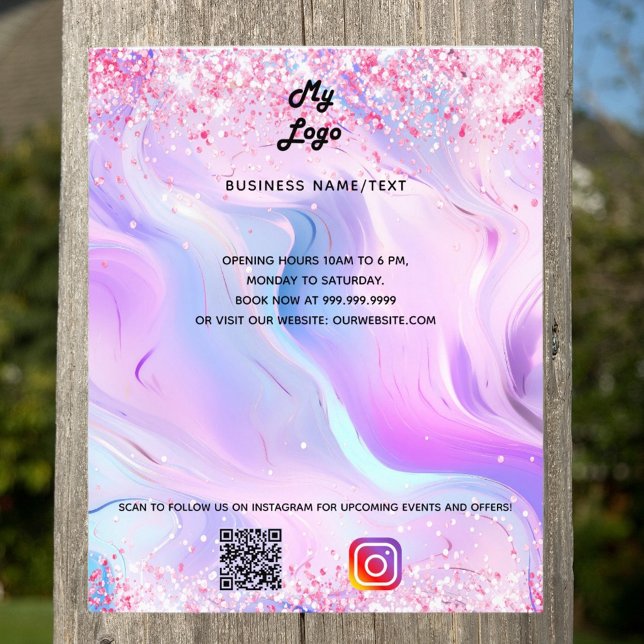 Holographic qr code instagramm text business logo flyer (Von Creator hochgeladen)
