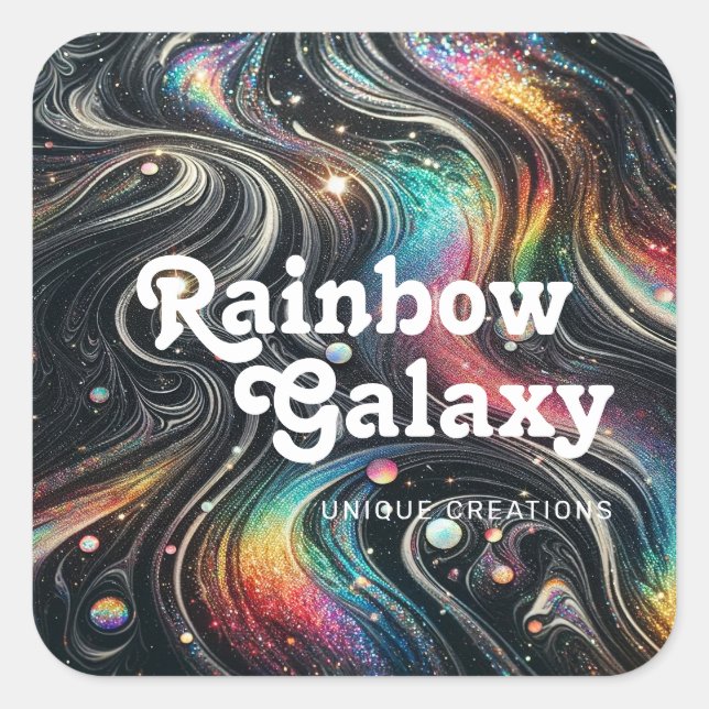 Holographic Rainbow Glitter 70s Galactic Creative  Quadratischer Aufkleber (Vorderseite)
