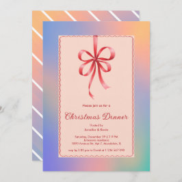 Holographic Red Bow Elegante Weihnachtsessen Feiertagskarte