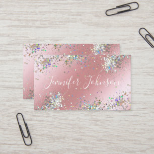 Holographic Rose Gold Glitzer Makeup Artist Girly Visitenkarte