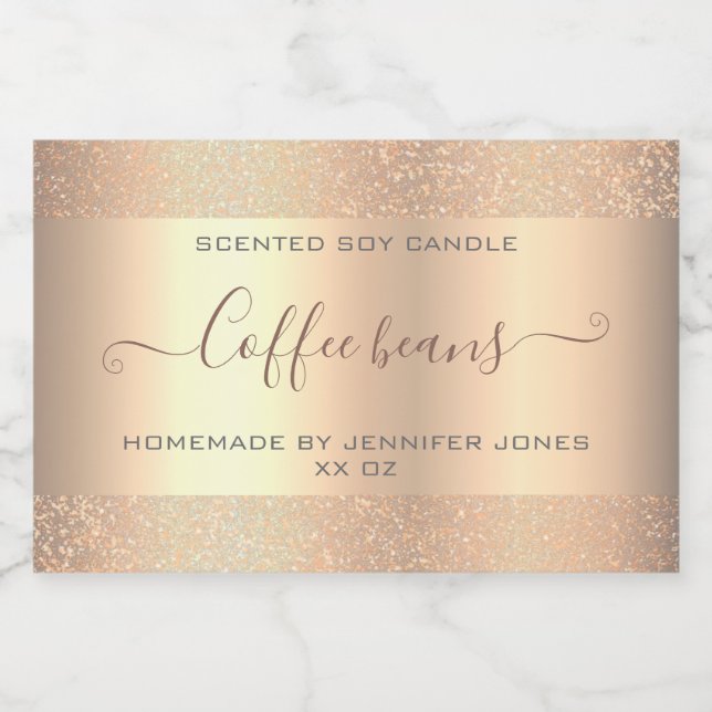 Holographic Rose Gold Ombre Glitzer Packaging Lebensmitteletikett (Einzelnes Label)