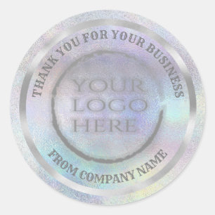 Holographic silber Dank benutzerdefiniertes Logo Runder Aufkleber