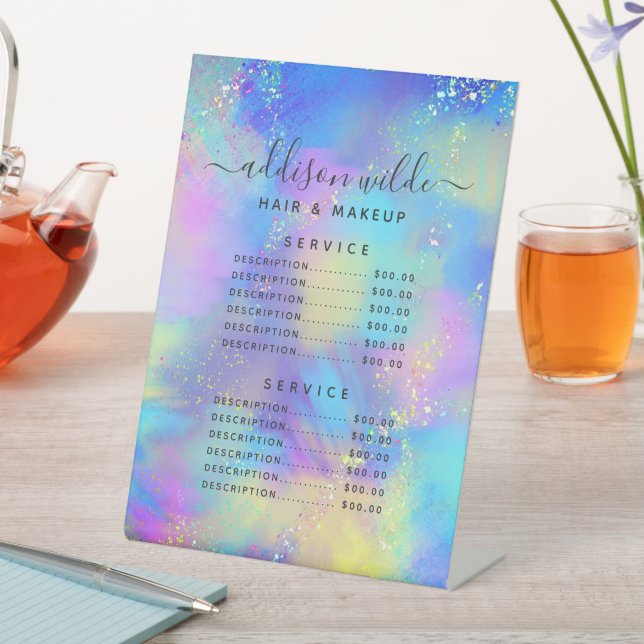 Holographic Sparkle Opal Iridescent Price Menu Sockelschild (In Situ)