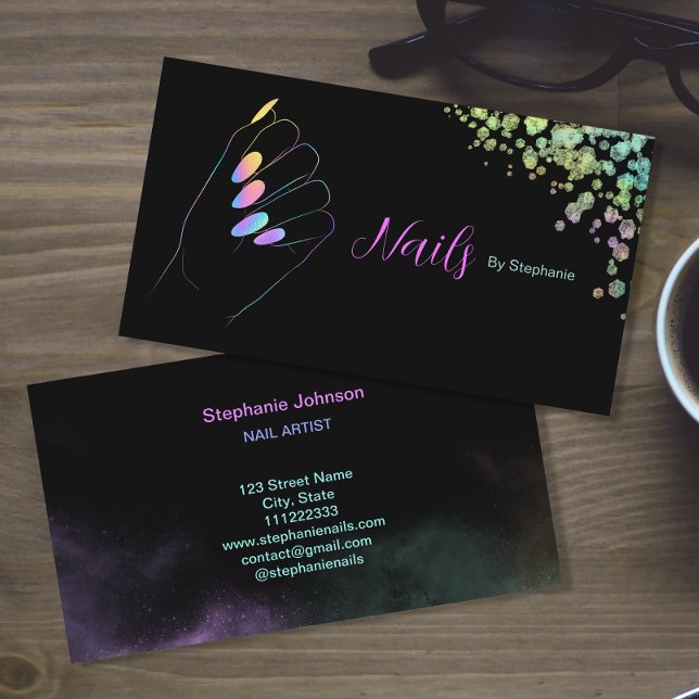 Holographic Sparkling Glitzer Nail Art Manicure Visitenkarte (Von Creator hochgeladen)