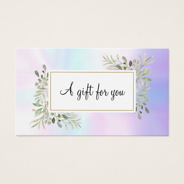 Holographic Spring Leaves Script Gift Certificate (Vorderseite)