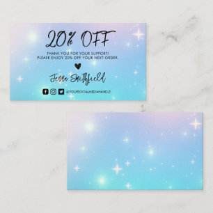 Holographic Stars Trendy Danke Business Card Visitenkarte