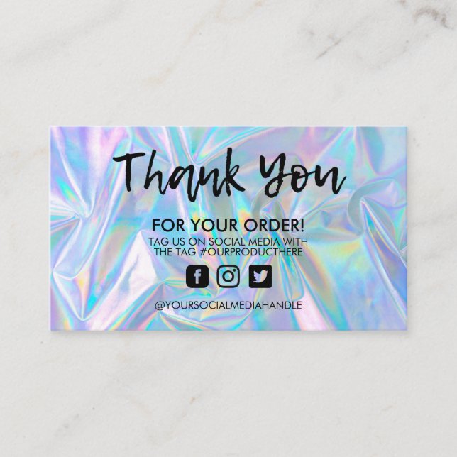 Holographic Trendy Salon Danke Business Card Visitenkarte (Vorderseite)