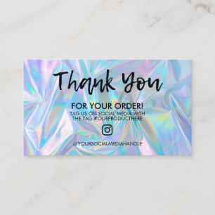 Holographic Trendy Salon Danke Business Card Visitenkarte