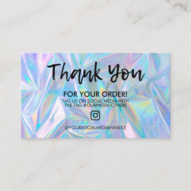 Holographic Trendy Salon Danke Business Card Visitenkarte (Vorderseite)