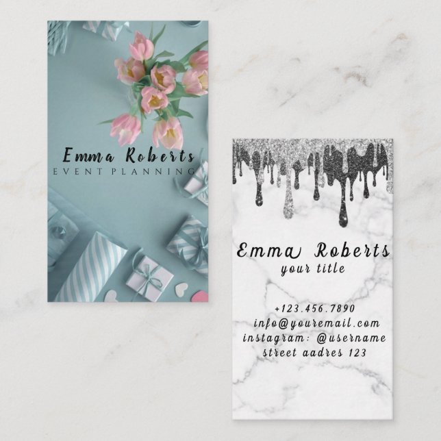 Holographic Unicorn Glitzer Tropfens Beauty Salon Visitenkarte (Vorne/Hinten)