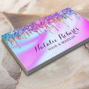Holographic Unicorn Glitzer Tropfens Beauty Salon Visitenkarte