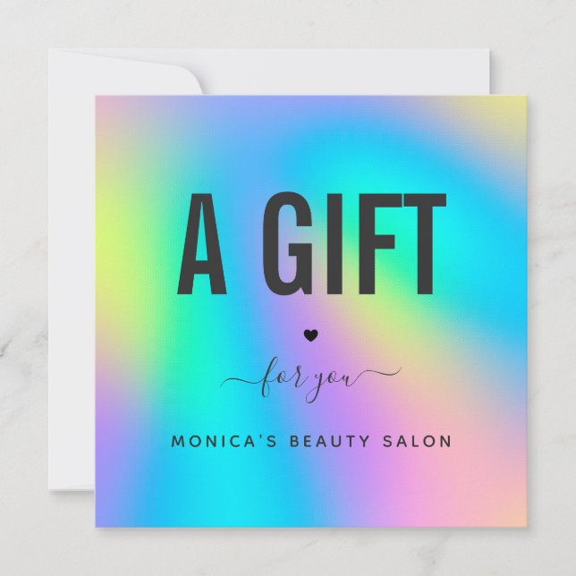 Holographic Unicorn Rainbow Heart Modern Salon Wel (Vorderseite)