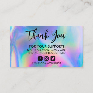 Holographic Vielen Dank Trendy Salon Business Card Visitenkarte