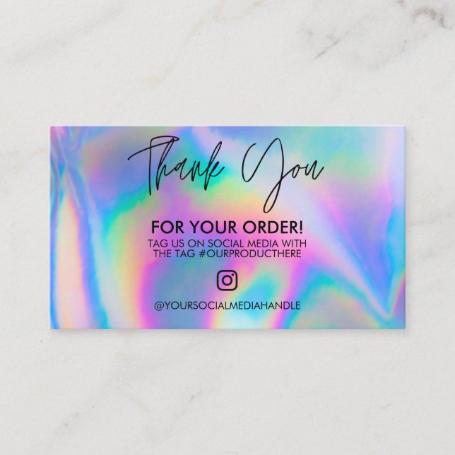 Holographic Vielen Dank Trendy Salon Business Card Visitenkarte (Vorderseite)