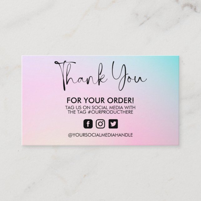 Holographic Vielen Dank Trendy Salon Business Card Visitenkarte (Vorderseite)