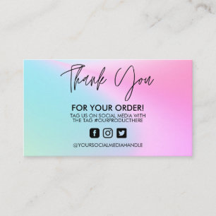 Holographic Vielen Dank Trendy Salon Business Card Visitenkarte