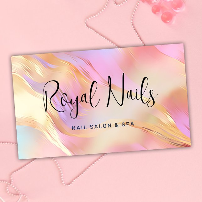 Holographic WELLNESS-CENTER Nail Salon Makeup Hair Visitenkarte (Holographic SPA Nail Salon Makeup Hair Business Card)
