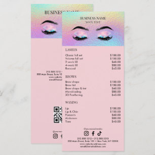 Holographic Wimpernsalon-Preisliste Menükarte