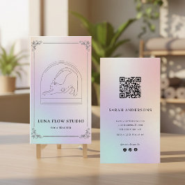 Holographic Yoga Instructor Card with QR Code Visitenkarte