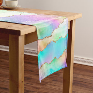 Holographie Agate   Iridescent Pastel Ombre Marble Kurzer Tischläufer