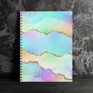 Holographie Agate   Iridescent Pastel Ombre Marble Notizblock