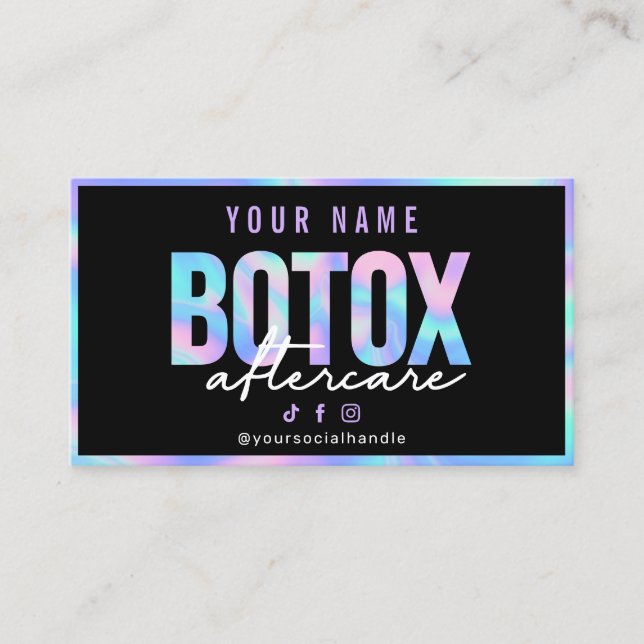 Holographische Botox Aftercare-Karte Visitenkarte (Vorderseite)