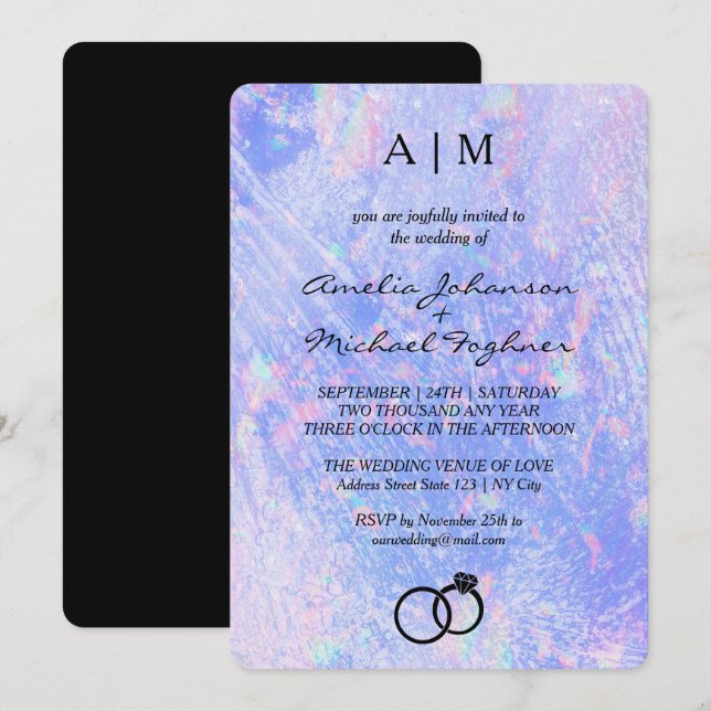 Holographische Einladung für moderne Monogramm-Hoc (Vorne/Hinten)
