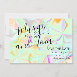Holographische Farbtypografie Save the Date Einladung