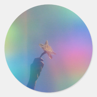 Holographische Folie farbenfroh lebendig UnicornLi Runder Aufkleber