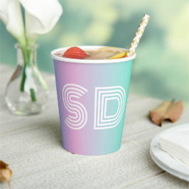 Holographische Gradient Monogram Chic Einzigartige Pappbecher