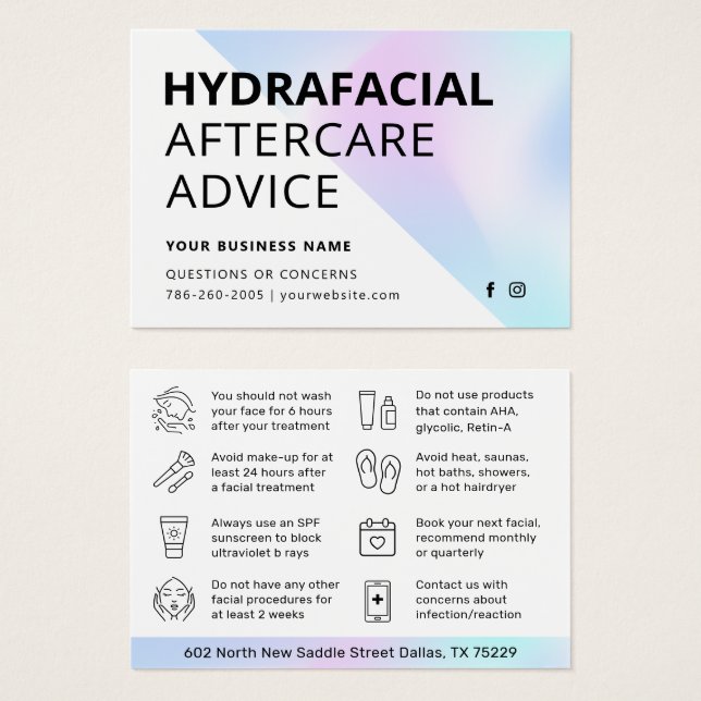 Holographische HydraFacial Aftercare Instruction C (Vorne & Hinten)