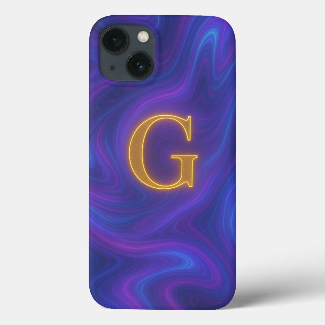 Holographische Iridescent Marble Monogram Phone Ca Case-Mate iPhone Hülle (Rückseite)