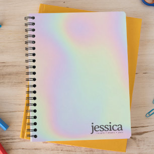 Holographische Iridescent Rounded Modern Typografy Notizbuch