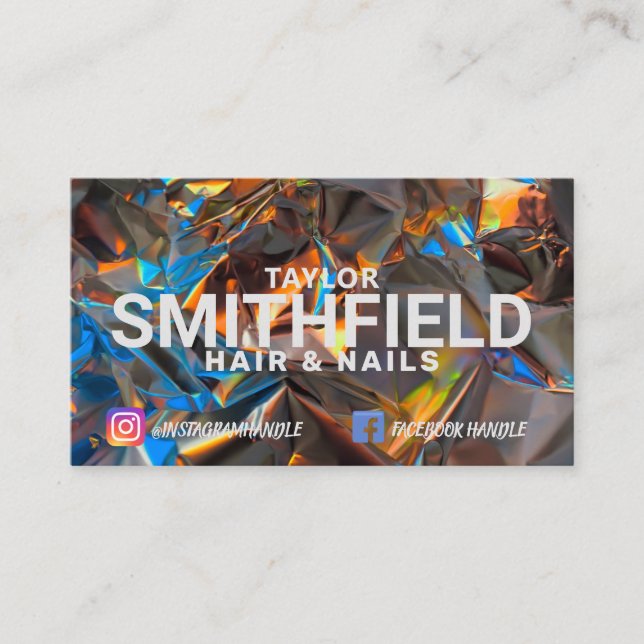 Holographische Kristallfarben Moderne Moderne Mode Visitenkarte (Vorderseite)