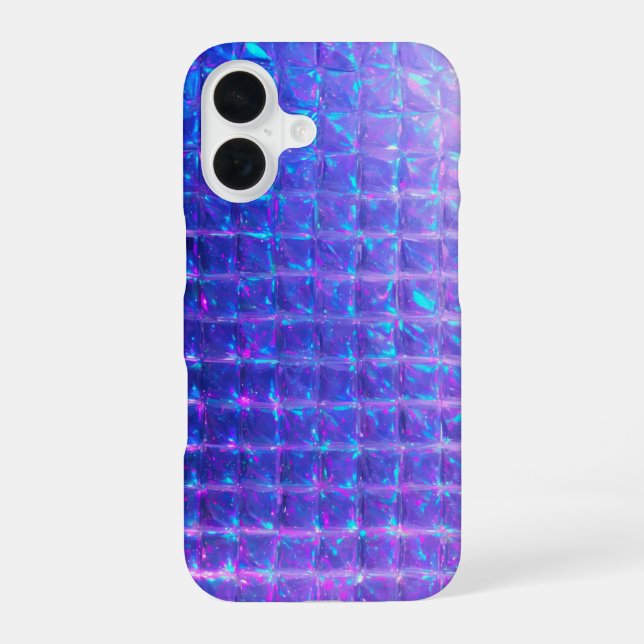 Holographische Lila Prismentextur iPhone 16 Hülle (Rückseite)