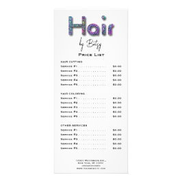 Holographische Neon Glitzer Hair Stylist Rack Card Werbekarte
