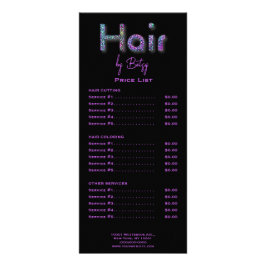 Holographische Neon Glitzer Hair Stylist Rack Card Werbekarte