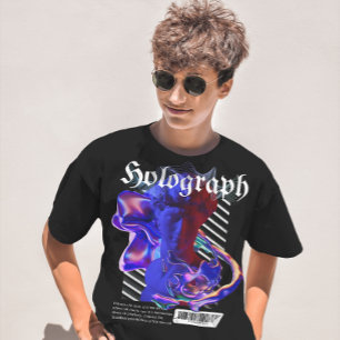 Holographische Neonkunst T-Shirt